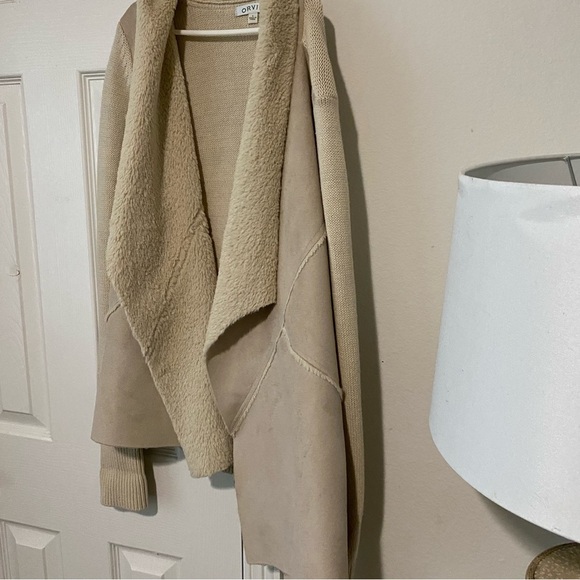 Orvis Cream Sherpa Fleece Teddy Bear cardigan  size s - Picture 8 of 9